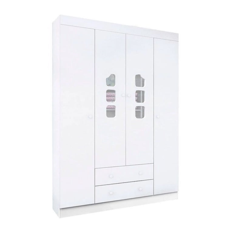 Guarda Roupa Infantil Branco 4 Portas Lívia