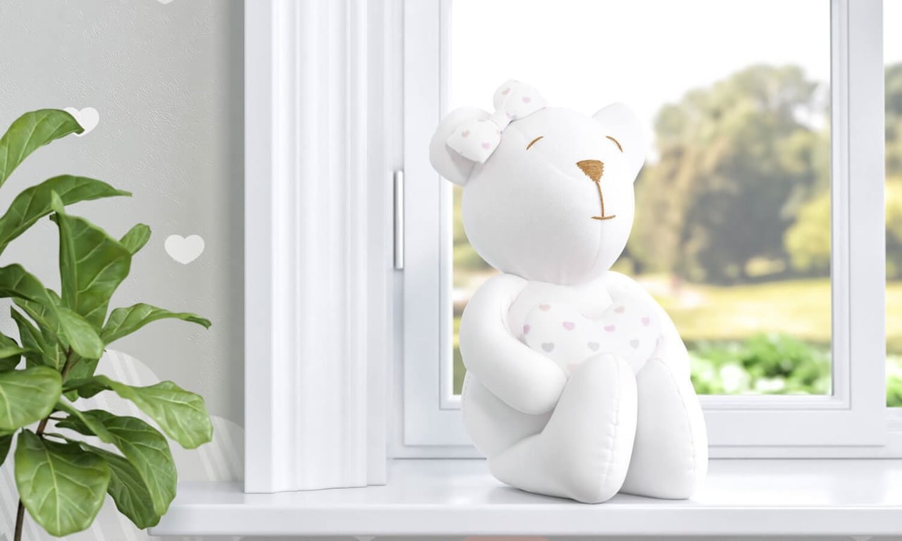 Ursinha com Coração Chuva de Amor Rosa 42cm