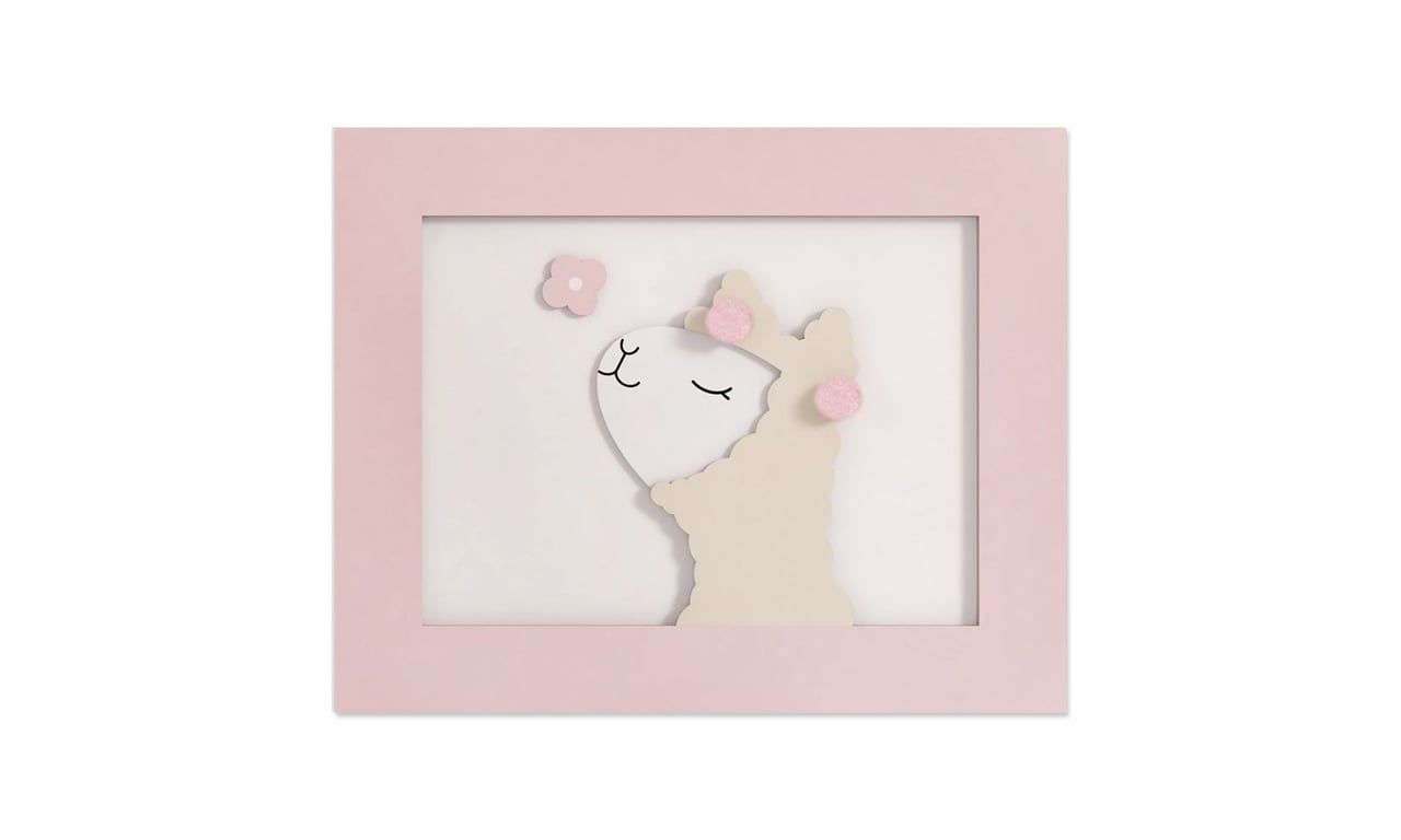 Quadro MDF com Moldura Amiguinha Lhama com Flor 20cm