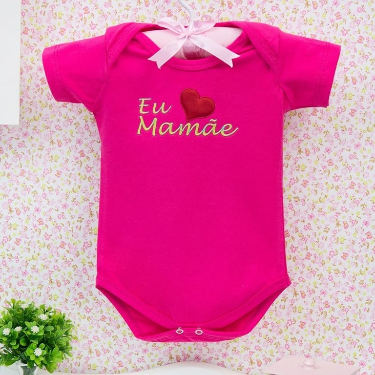 Body Manga Curta Eu Amo a Mamãe Azul Tam G — vista alternativa