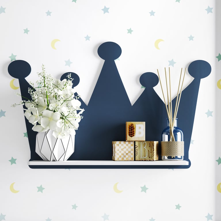 Trio de Prateleiras Coroa Azul Marinho 3 Peças