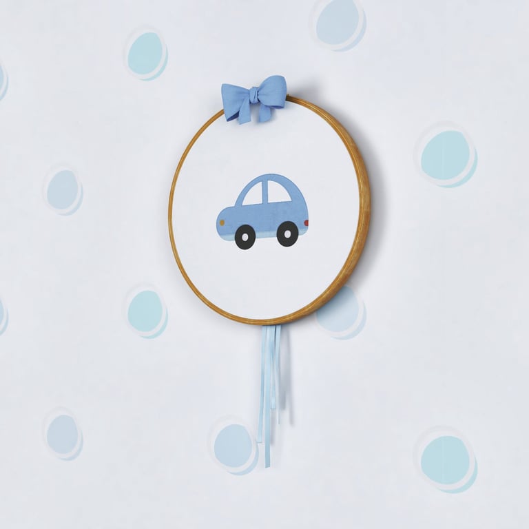 Quadro Bastidor Bordado Carro