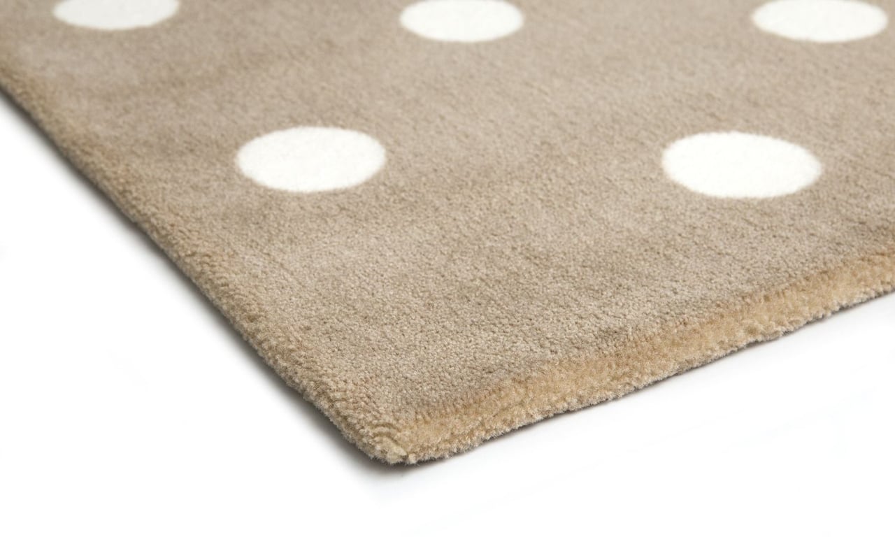 Tapete Retangular Bege Bolão Branco 1,50m