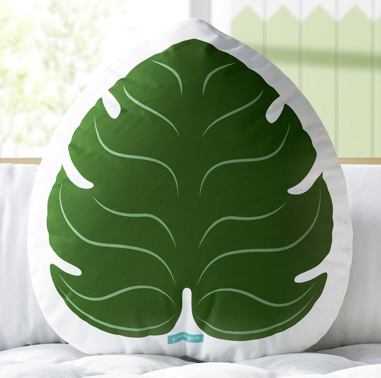 Almofada Folha Costela de Adão Verde Floresta 33cm