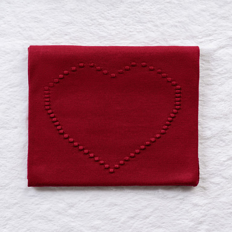 Manta Bebê Tricot Coração Vermelho 80cm
