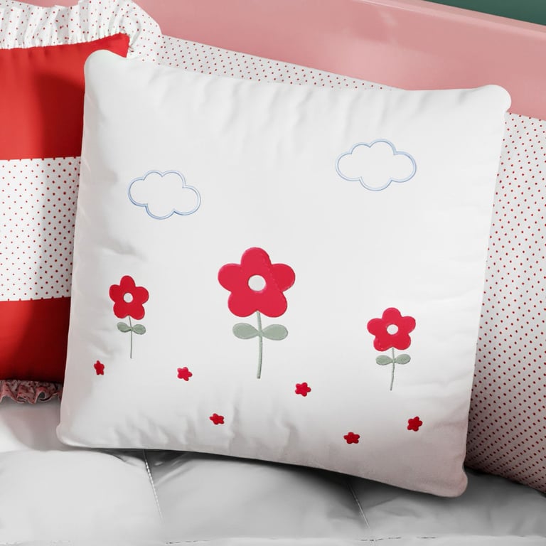 Almofada Quadrada Flor Vermelha 35cm