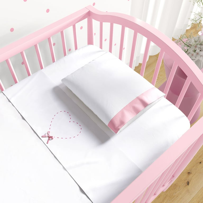 Jogo de Lençol Berço Bordado Coração 3 peças — vista alternativa