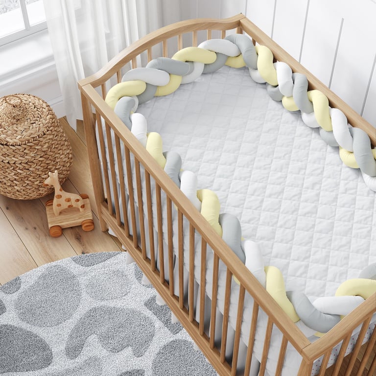 Trança Lateral Para Berço Branco Amarelo e Cinza 3,80M