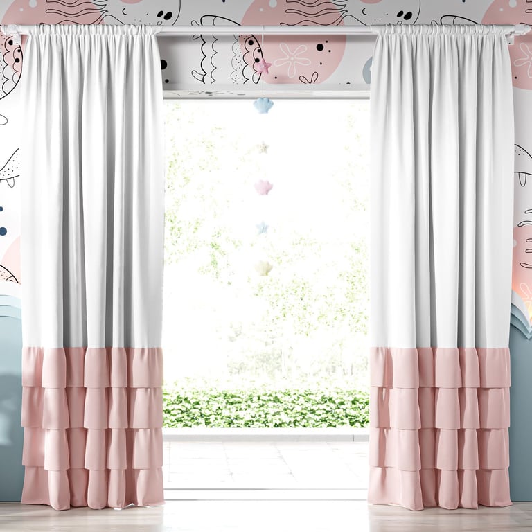 Cortina Babados Duplos Rosa