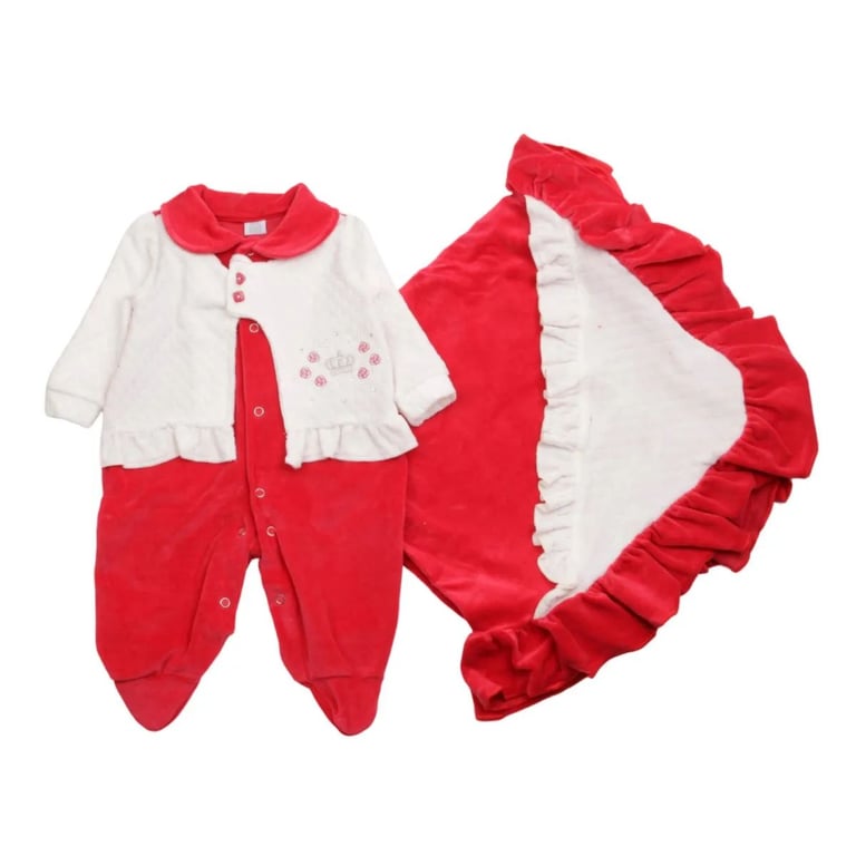 Saída Maternidade Baby Gijo Em Plush Flores Vermelho