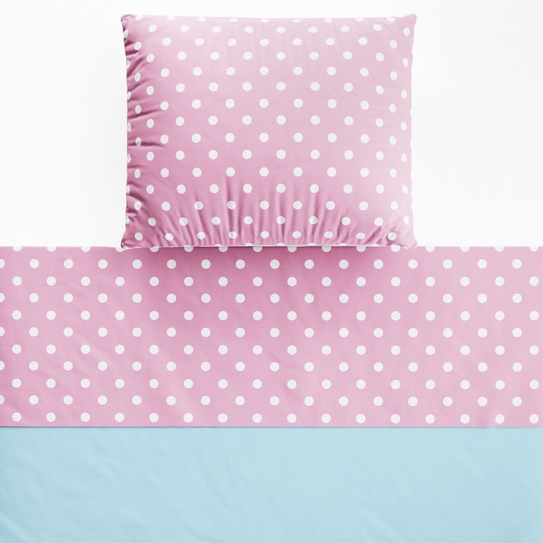 Jogo de Lençol Berço Poá Rosa e Azul 3 peças