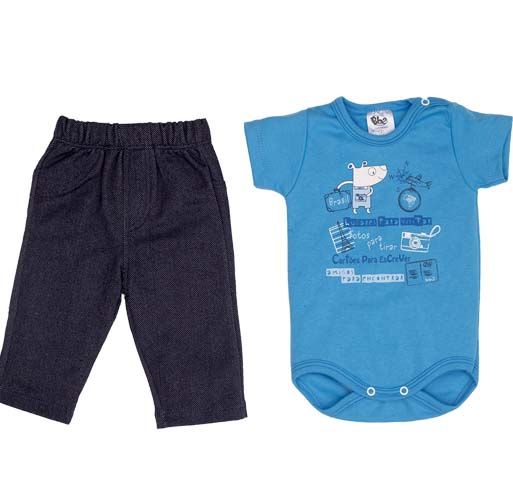Conjunto Longo Body Bebê Azul