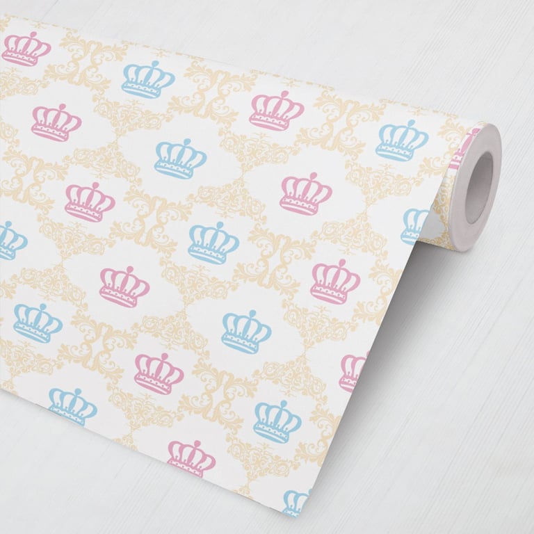 Papel de Parede Arabesco Princesa Rosa e Azul 3M
