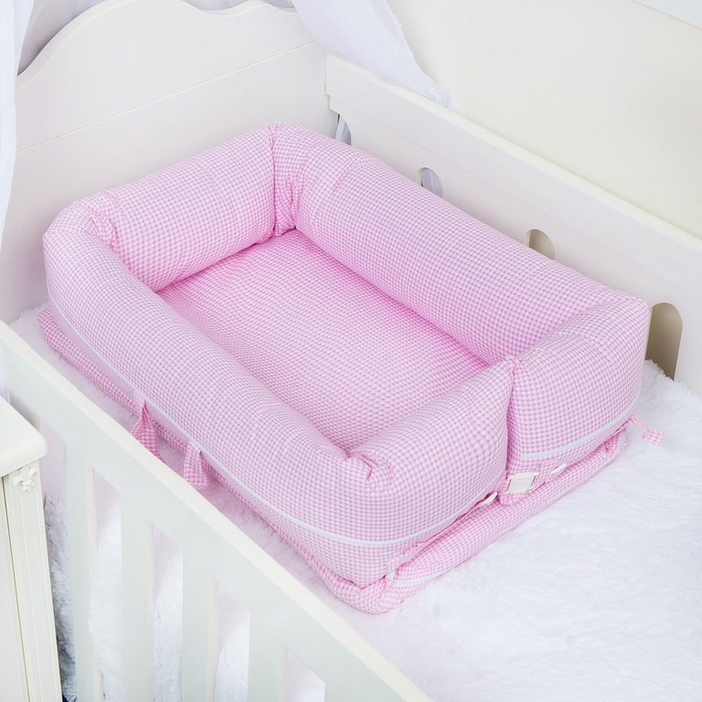 Ninho para Bebê Redutor de Berço Xadrez Rosa
