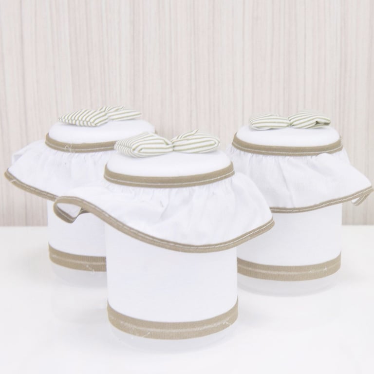 Jogo de Potes Cáqui Listrado