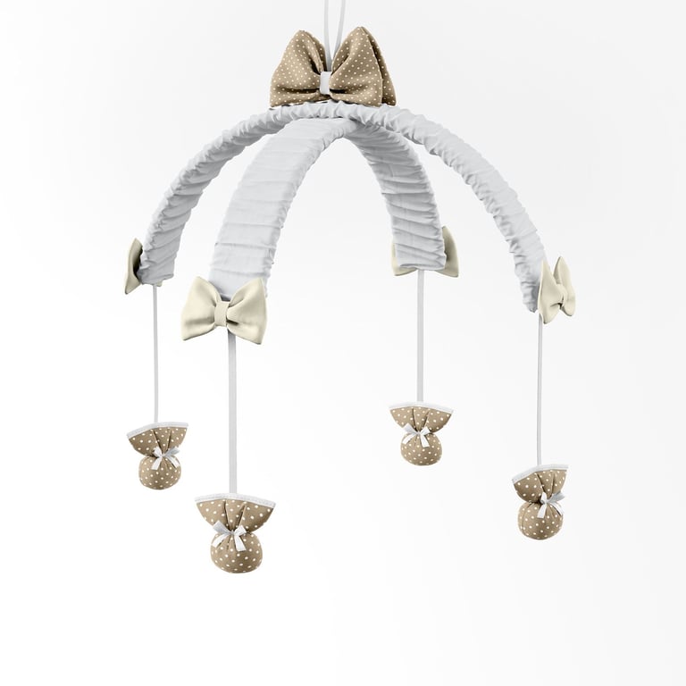 Móbile Poá Bege e Cinza