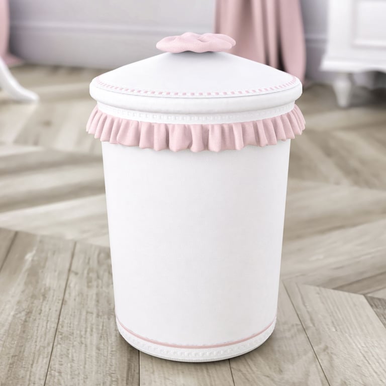 Lixeira com Babado e Laço Bege