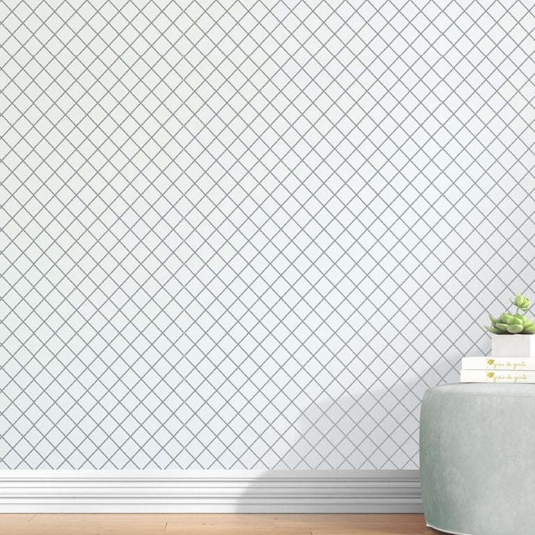 Papel de Parede Diagonal Branco e Preto 3m