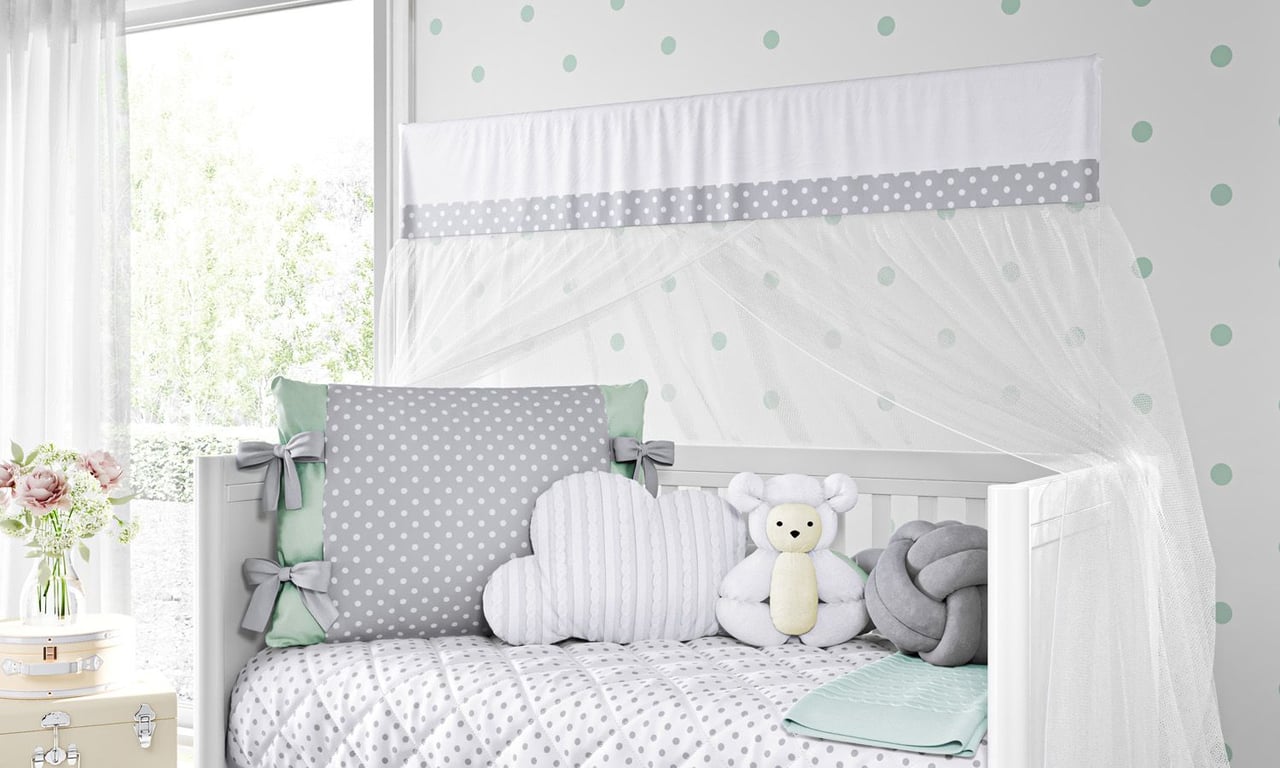 Kit Berço Trança Poá Rosa