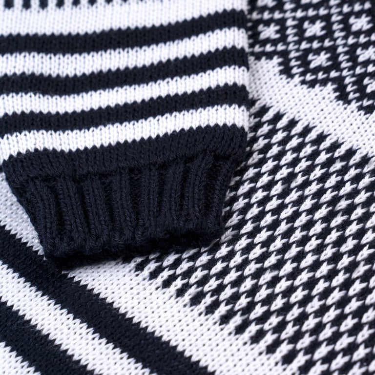 Saída Maternidade Tricot Geométrico Azul Marinho 03 Peças