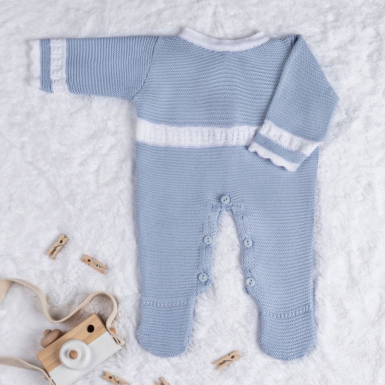 Saída Maternidade Tricot Macacão Azul Topázio 02 Peças