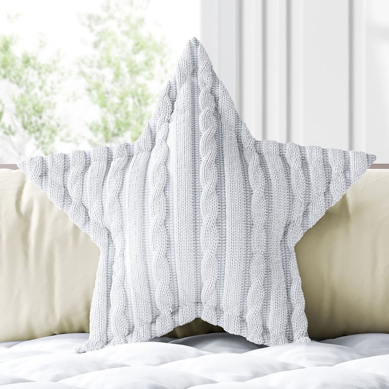 Almofada Estrela Tricot Trança Branco 30cm