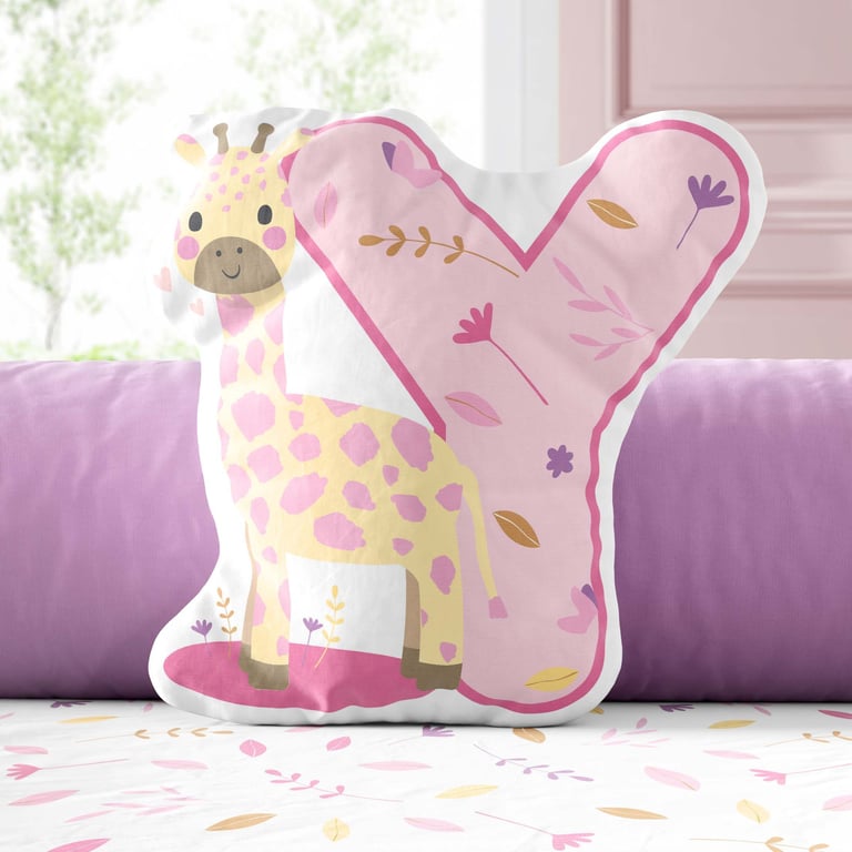 Almofada Selva Baby Rosa Letras de A a Z