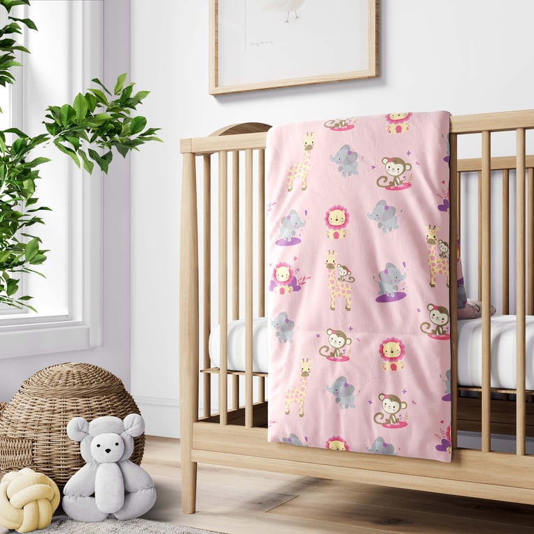 Edredom de Berço Selva Baby Rosa