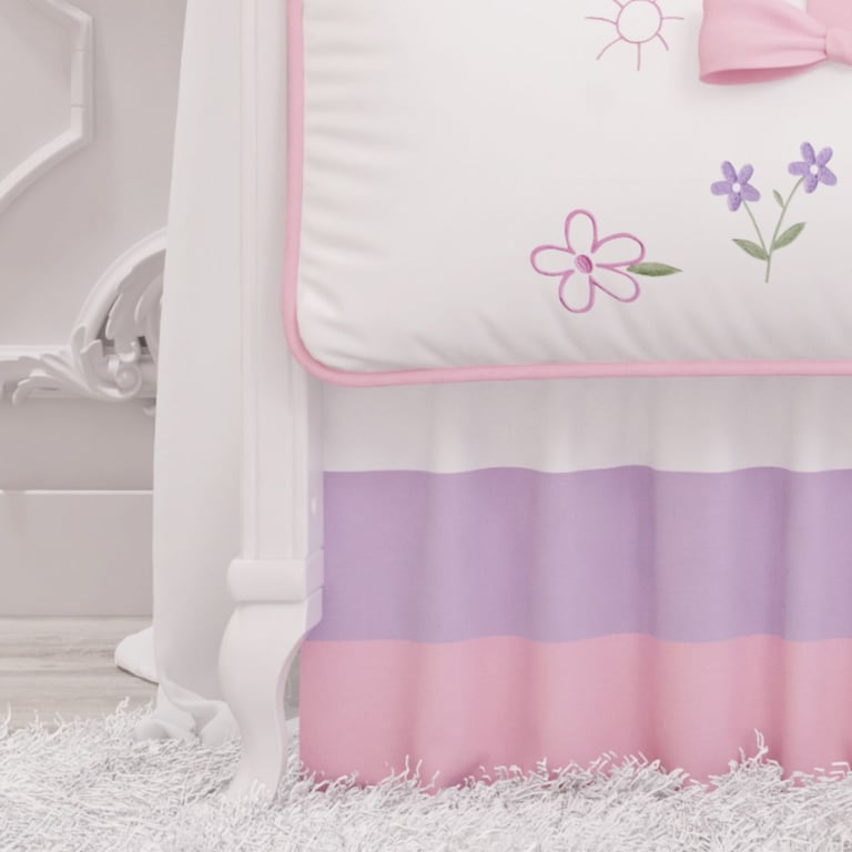 Saia de Berço Barra Lilás e Rosa