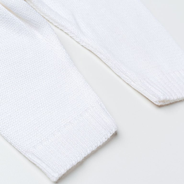 Saída Maternidade Tricot Vestido e Calça Tijolinho e Lacinhos Branco 02 Peças — vista alternativa