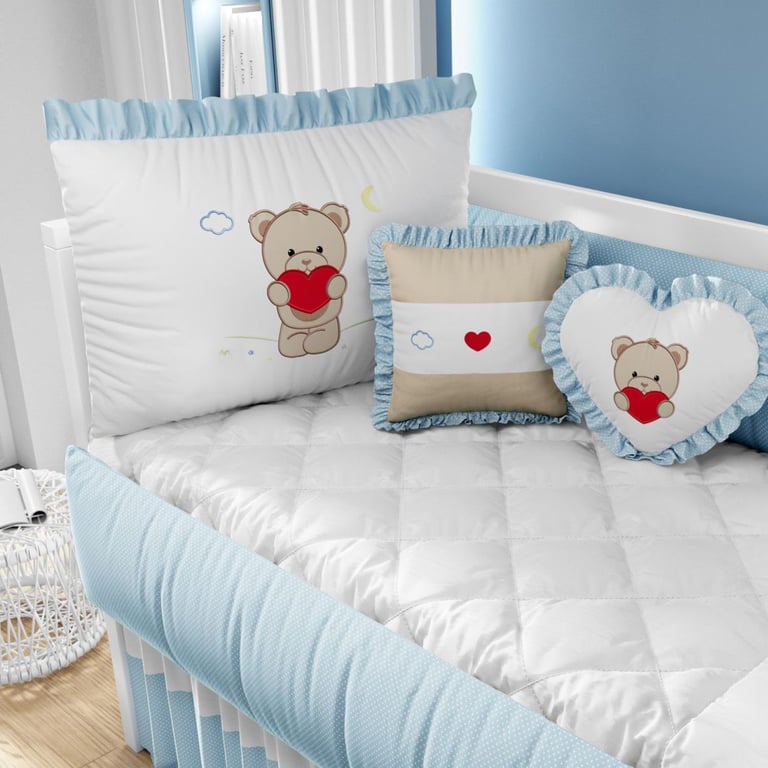 Kit Berço Ursinho Coração Azul