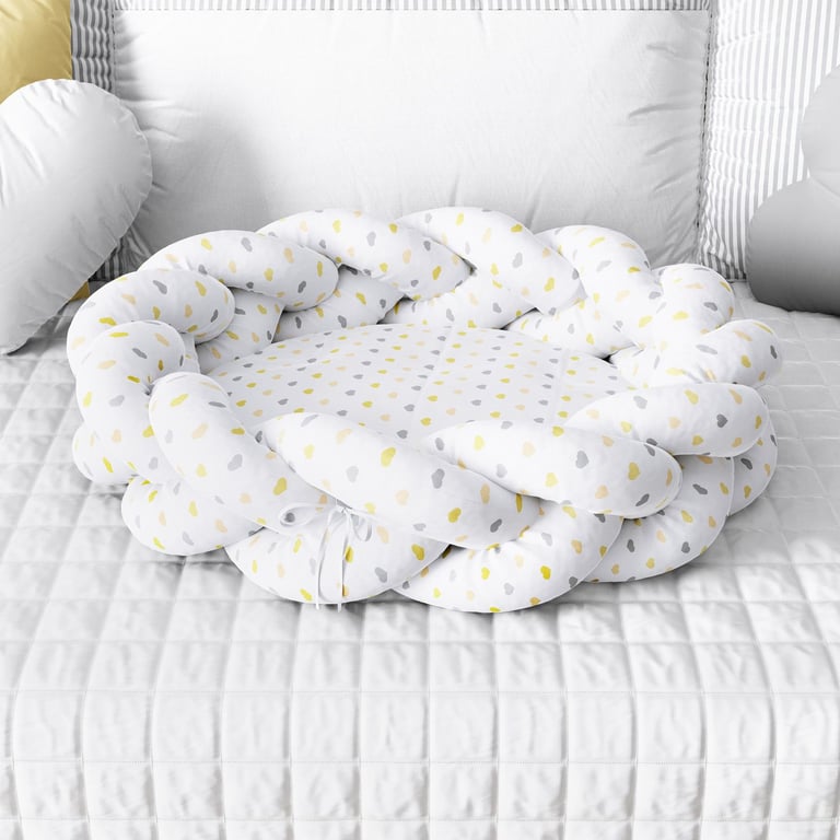 Ninho para Bebê Trança Corações Amarelo 80cm
