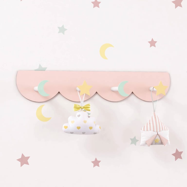 Cabideiro de Parede Lua e Estrela