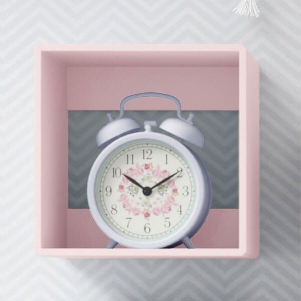 Nicho de Madeira Quadrado Rosa Bebê 20cm