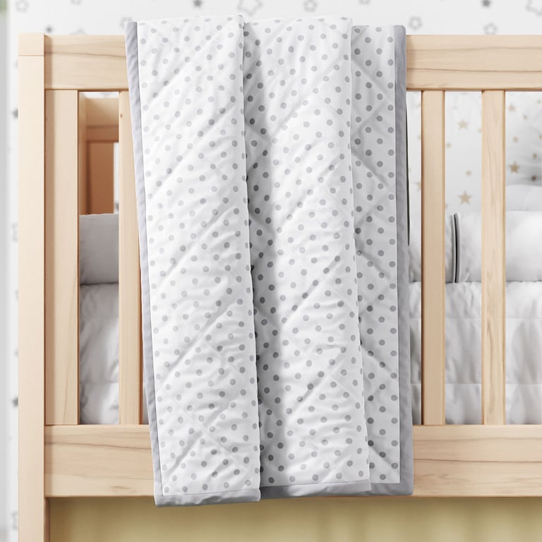 Edredom de Berço Matelado Poá Branco/Cinza