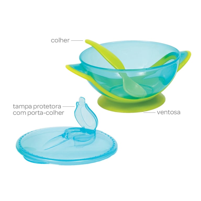Kit Refeição com Bowl e Colher Azul