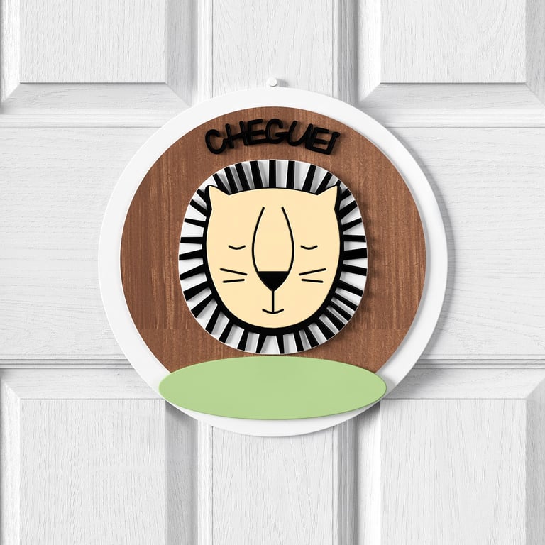 Porta Maternidade Personalizado Leão Amiguinhos da Floresta