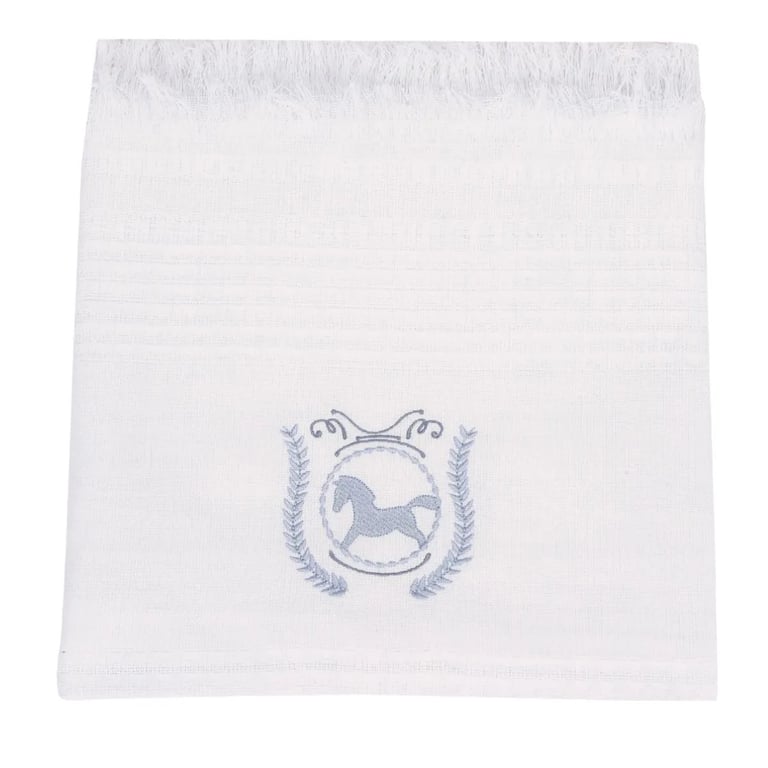 Manta Franja Minasrey Loupiot Clean Branco e Azul 1,08M