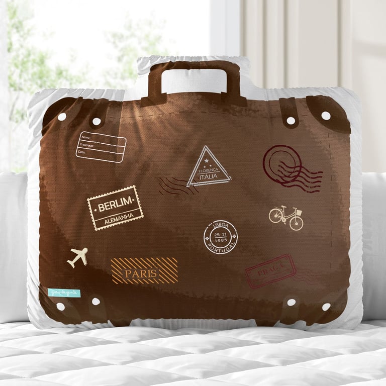 Almofada Mala de Viagem Vintage 33cm