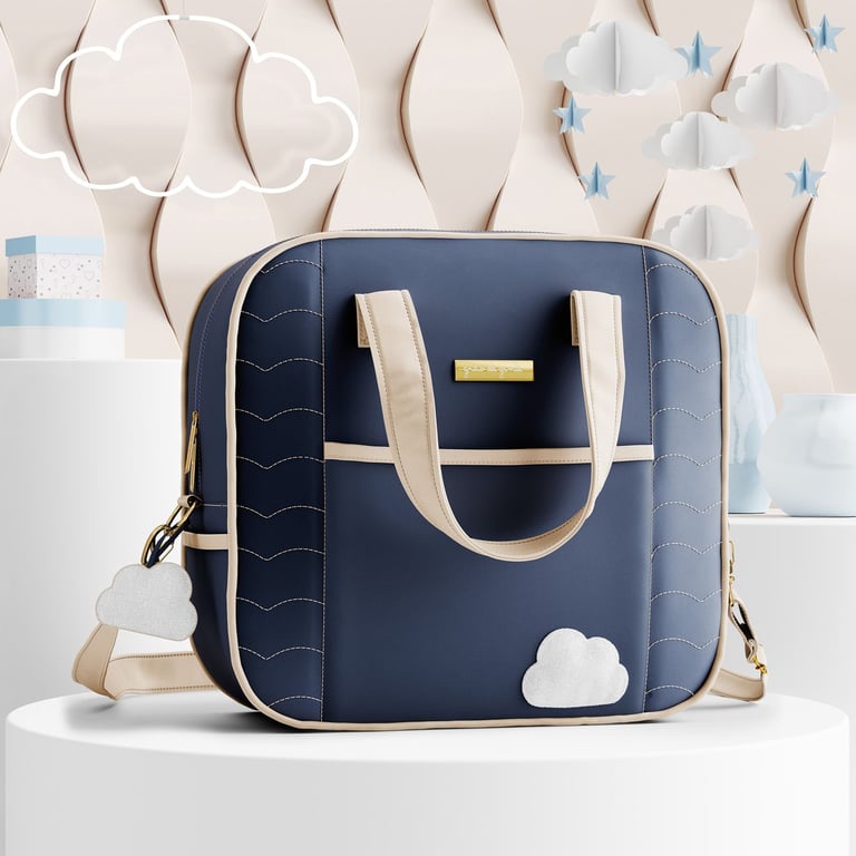 Bolsa Maternidade Nuvem Azul Marinho
