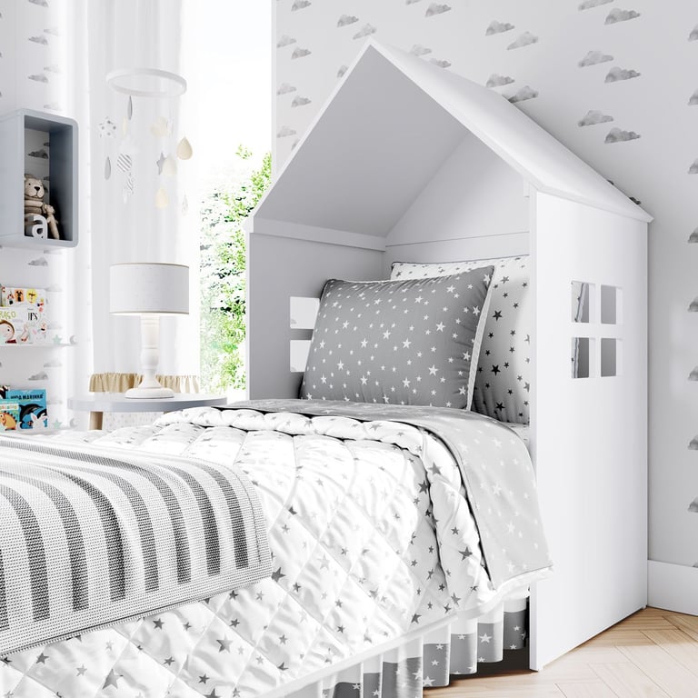 Casinha Montessoriana para Cabeceira Branco 1,54m