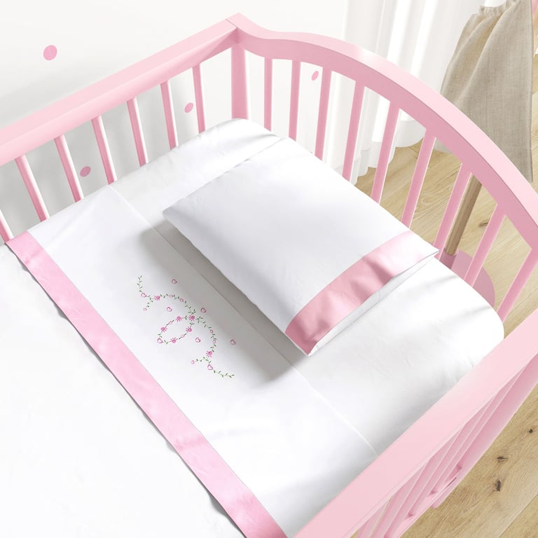 Jogo de Lençol Berço Bordado Alice Rosa 3 peças — vista alternativa