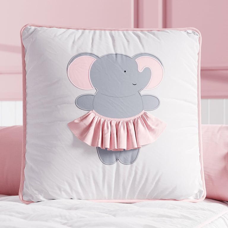 Almofada Quadrada Elefantinha Bordada 30cm