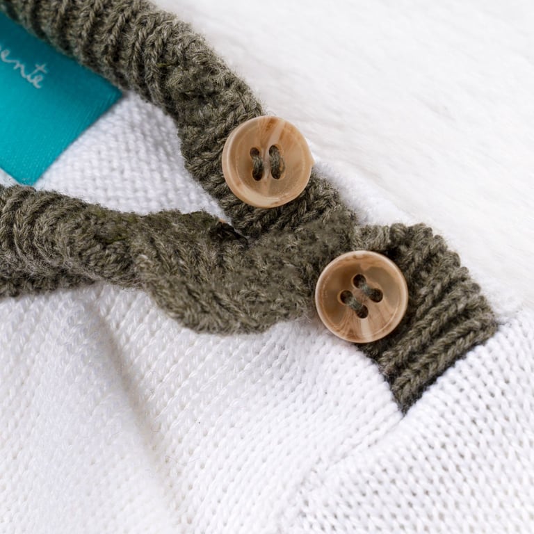 Saída Maternidade Tricot Listra Azul Jeans 3 Peças — vista alternativa