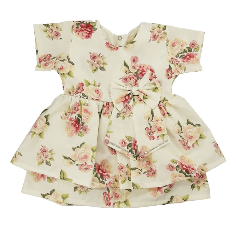 Vestido para Bebê Floral Candy Bege Tam G