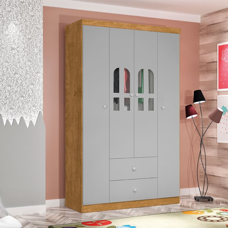 Guarda Roupa Infantil Branco 4 Portas Alice