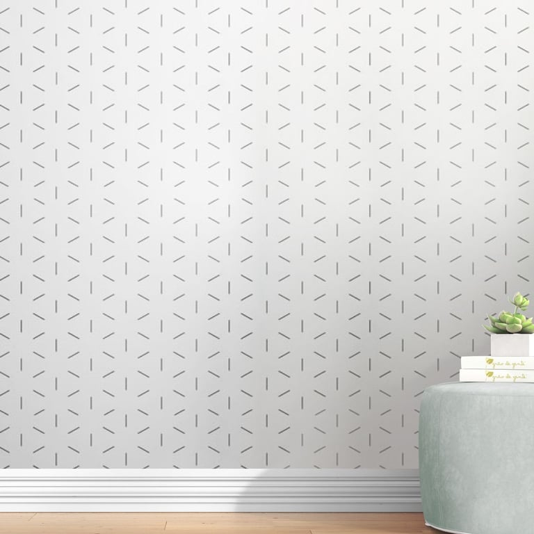 Papel de Parede Traços Preto e Off-White 3m