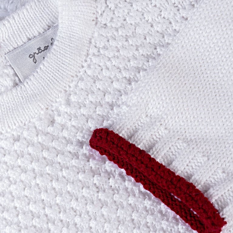 Saída Maternidade Tricot Ponto Arroz Branco e Lilás 02 Peças — vista alternativa