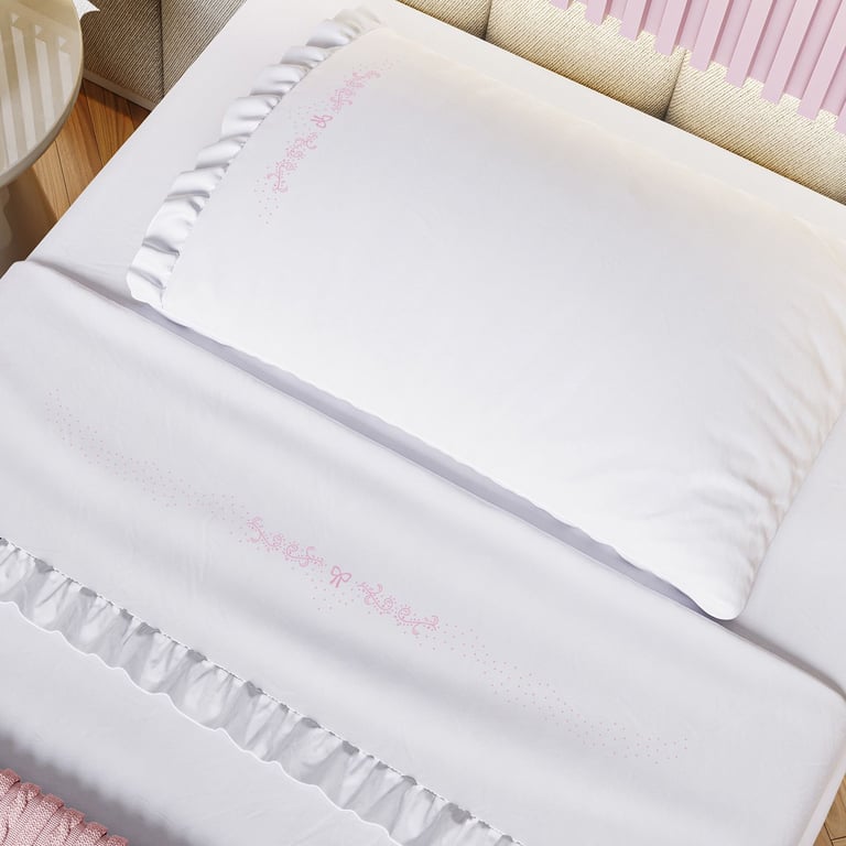 Jogo de Lençol Cama Maternidade Elegância Clássica Rosa