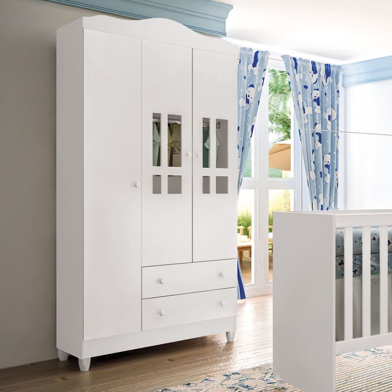 Guarda Roupa Infantil Branco 3 Portas Ariel